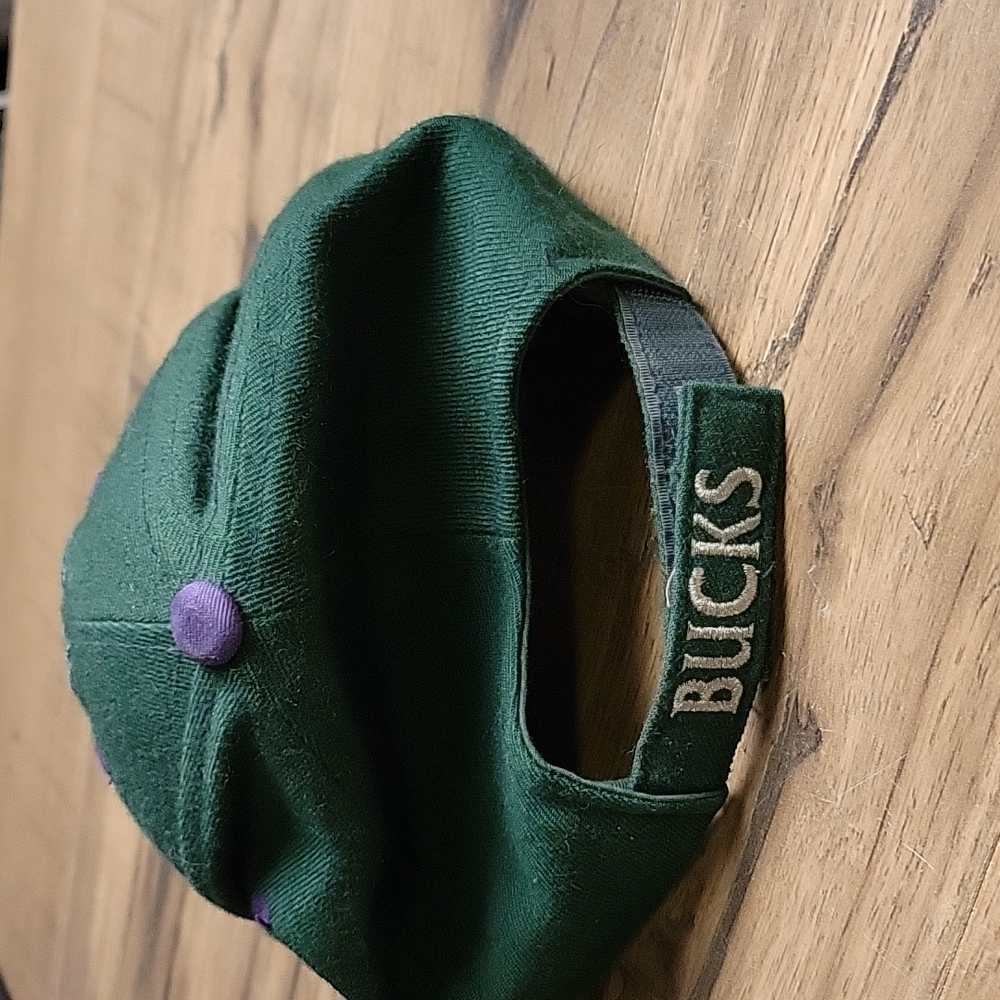 NIKE Purple and Green 90s throwback Milwaukee Bucks Hat - Picture 3 of 5